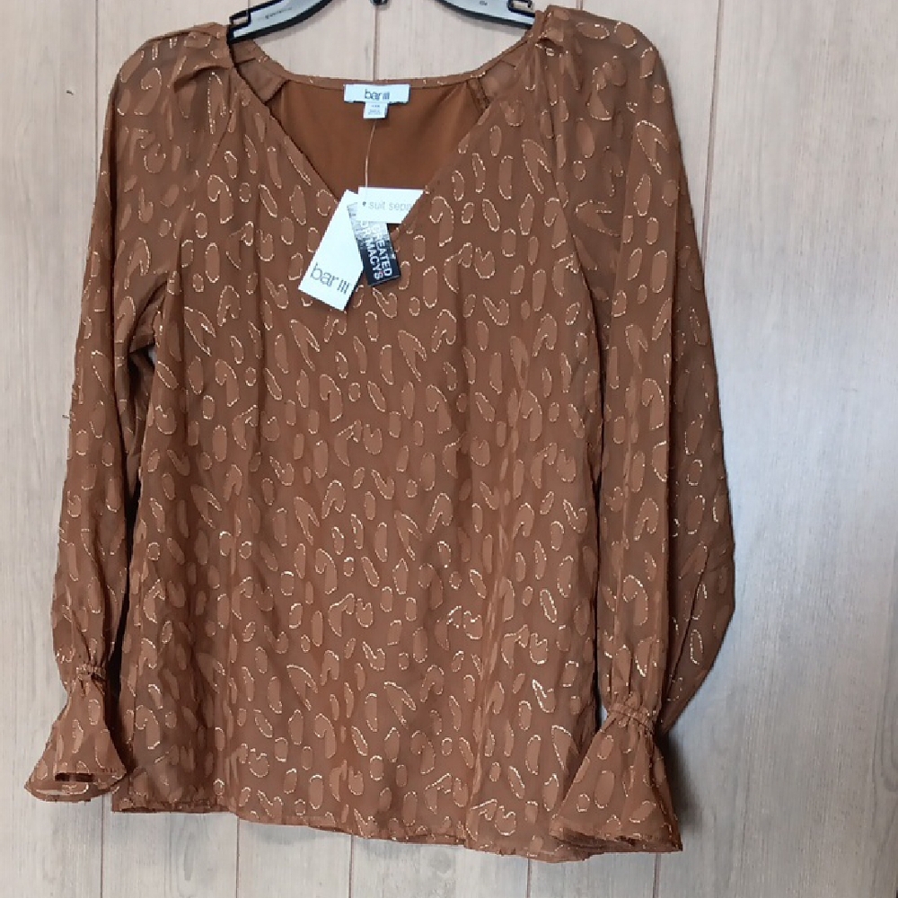 NWT Bar III Bell Sleeve V-Neck Long-Sleeve Blouse - Picture 2 of 5